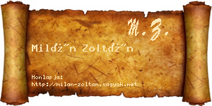 Milán Zoltán névjegykártya